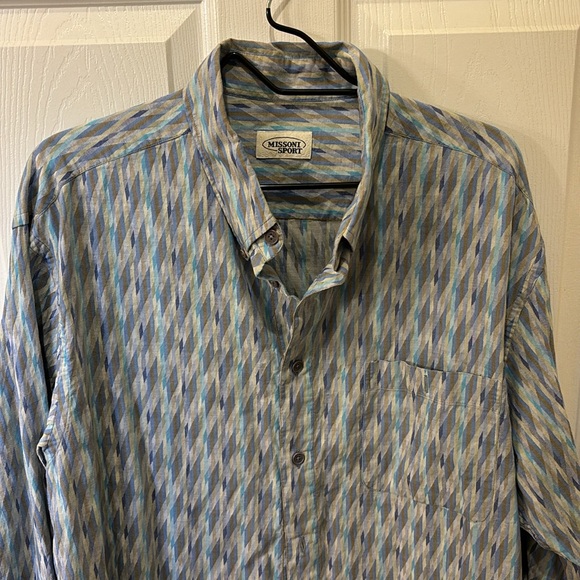 Missoni Sport Blue Gray Button Down Shirt XL - Picture 2 of 8